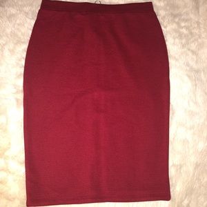 Red Pencil Skirt with Zipper